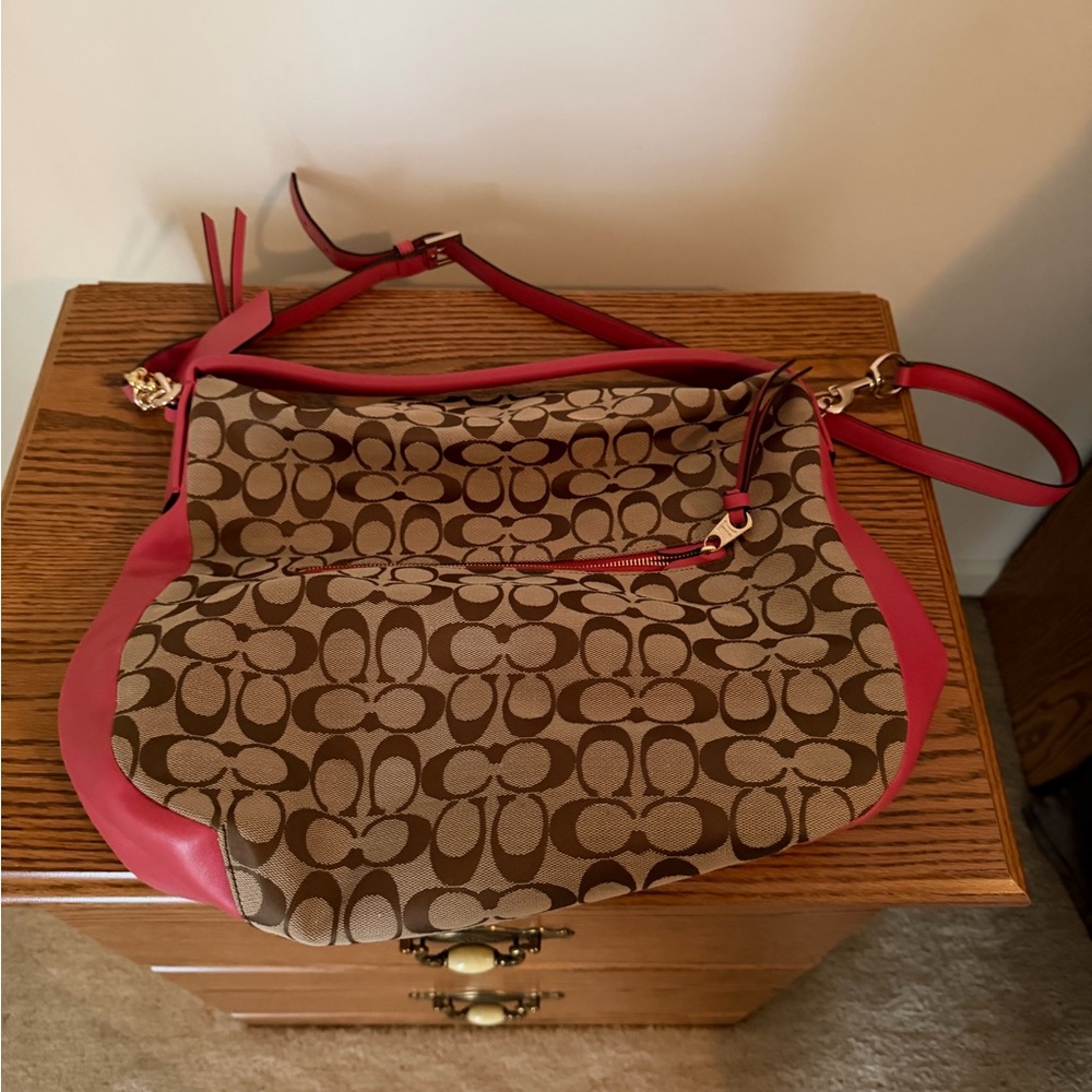 Coach Beige and Pink Shoulder Bag